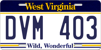 WV license plate DVM403