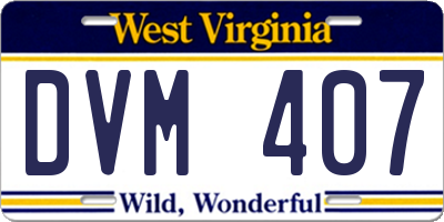 WV license plate DVM407