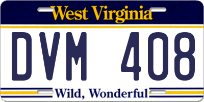 WV license plate DVM408