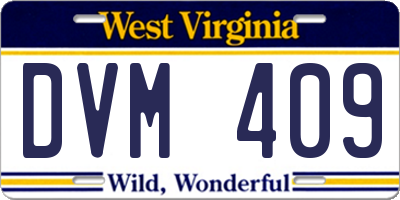 WV license plate DVM409