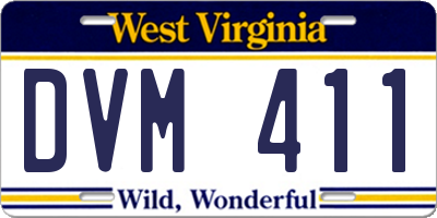 WV license plate DVM411