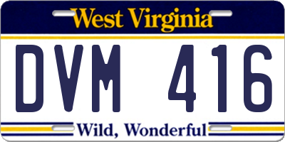 WV license plate DVM416