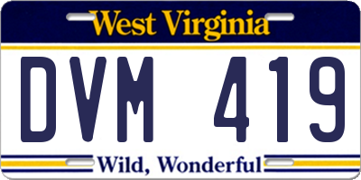 WV license plate DVM419
