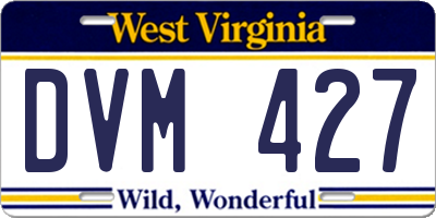 WV license plate DVM427