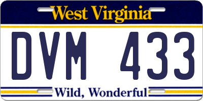 WV license plate DVM433
