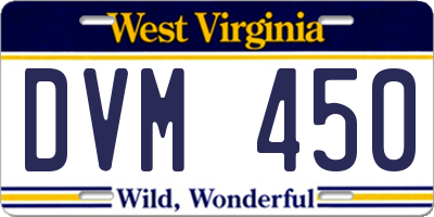 WV license plate DVM450