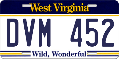 WV license plate DVM452