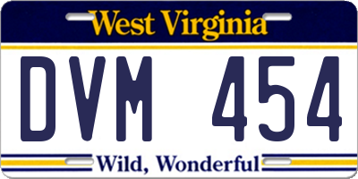 WV license plate DVM454
