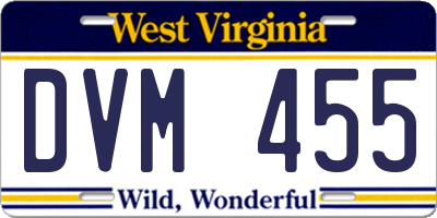 WV license plate DVM455