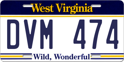 WV license plate DVM474