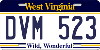 WV license plate DVM523