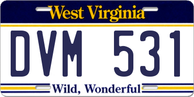 WV license plate DVM531