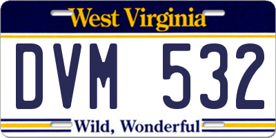 WV license plate DVM532