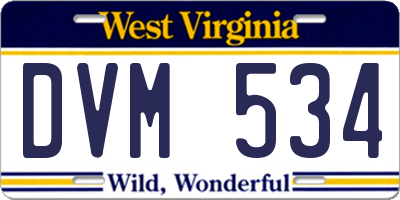 WV license plate DVM534