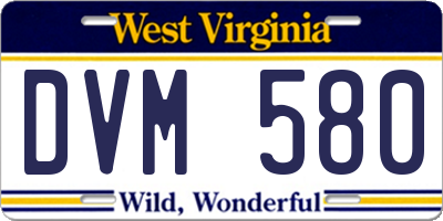WV license plate DVM580