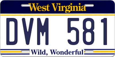 WV license plate DVM581