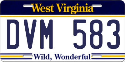 WV license plate DVM583