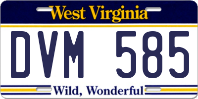 WV license plate DVM585