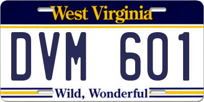 WV license plate DVM601