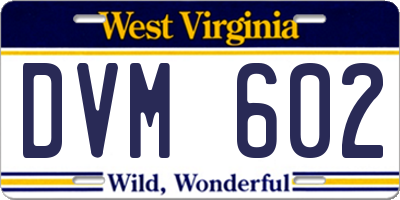 WV license plate DVM602