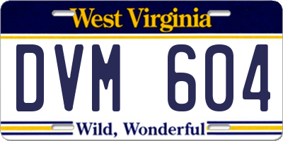 WV license plate DVM604