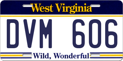 WV license plate DVM606