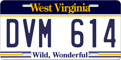 WV license plate DVM614