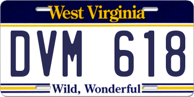 WV license plate DVM618