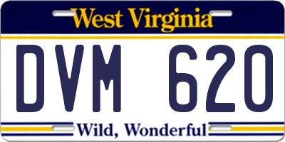 WV license plate DVM620