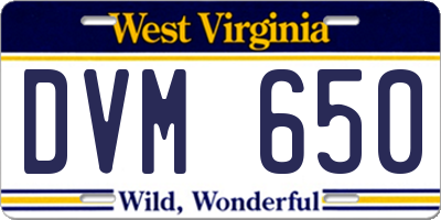 WV license plate DVM650
