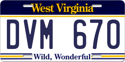 WV license plate DVM670