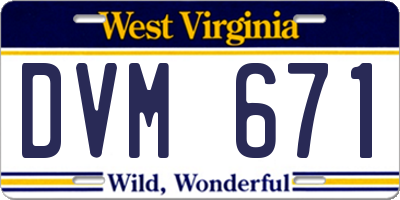 WV license plate DVM671