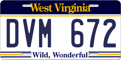 WV license plate DVM672