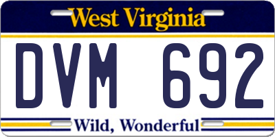 WV license plate DVM692