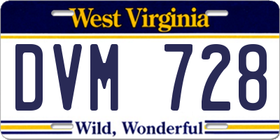 WV license plate DVM728
