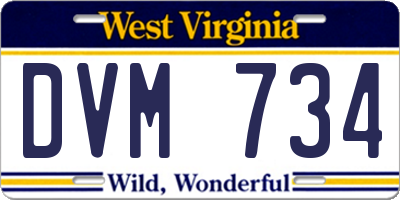 WV license plate DVM734