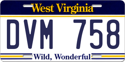 WV license plate DVM758