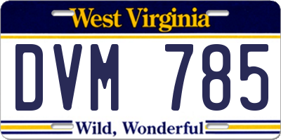 WV license plate DVM785