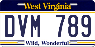 WV license plate DVM789