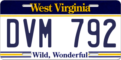 WV license plate DVM792