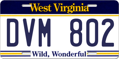 WV license plate DVM802