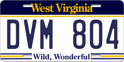 WV license plate DVM804