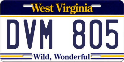 WV license plate DVM805