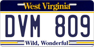WV license plate DVM809