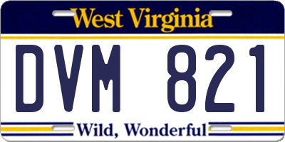 WV license plate DVM821