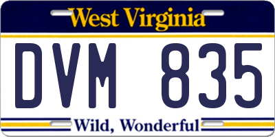 WV license plate DVM835