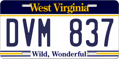 WV license plate DVM837