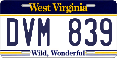 WV license plate DVM839