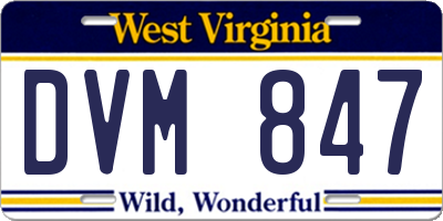 WV license plate DVM847