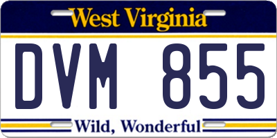 WV license plate DVM855